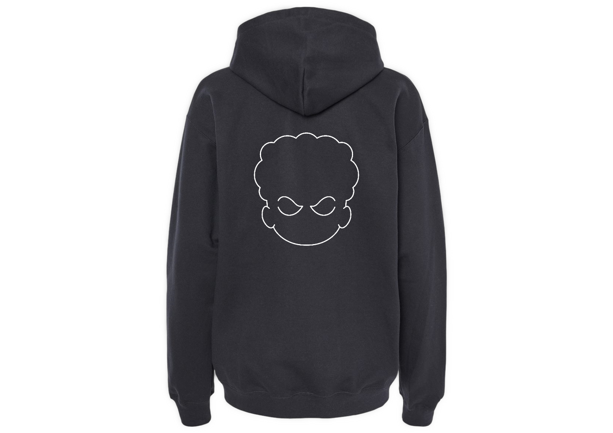 Comic Boys Embroidered Head Logo Hoodie - Black